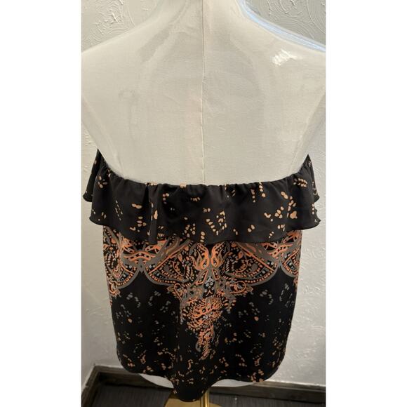 Intimately Free People Strapless Flounce Flutter Top Size Small Black/Orange - Picture 4 of 6